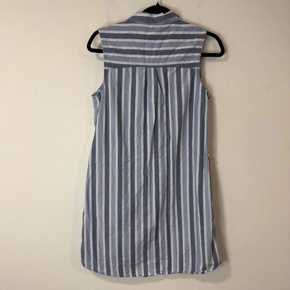 Toad&Co Womens Tank Dress Medium Blue Button Down Indigo Ridge Sleeveless Stripe - Picture 2 of 8